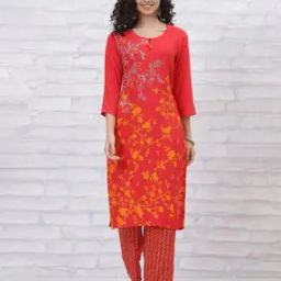 rangriti Women Floral Print Straight Kurta with Palazzos-picture-8