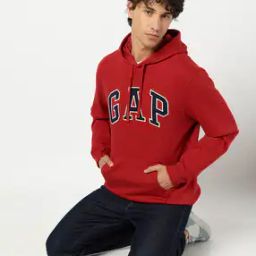 Men Solid Knitted Fleece Sweatshirt with Hood-image-85