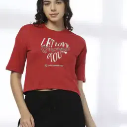 rio for trends select Women Typographic Print Crew-Neck T-Shirt-picture-23