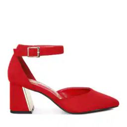 Women Chunky Heeled Sandals with Buckle Closure-image-2