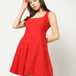 Women Square-Neck Sleeveless Mini Dress-image-97