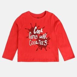 Girls Typographic Print Round-Neck Top-image-2