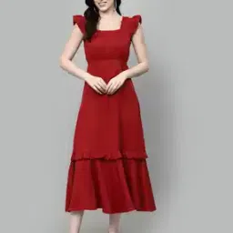 Women Square-Neck Tiered Dress-picture-12
