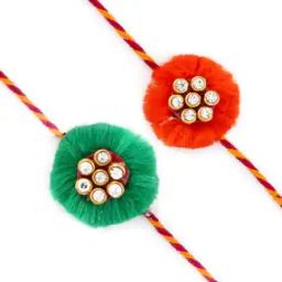 Set of 2 Floral Shape AD Studded Rakhi-image-64