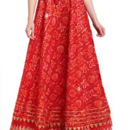 Bandhini Print Flared Skirt with Gota Patti Hemline-17