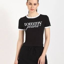 Women Script Ringer Brand Print Slim Fit Crew-Neck T-Shirt-image-63