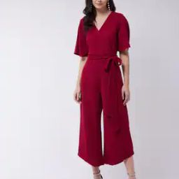 Solid V-Neck Jumpsuit-picture-0