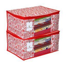 Set of 2 Floral Print Saree Storage Organisers-image-4