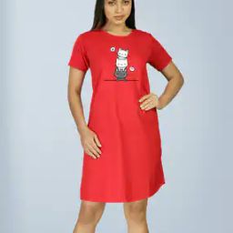 Women Graphic Round Neck Nightshirt -37
