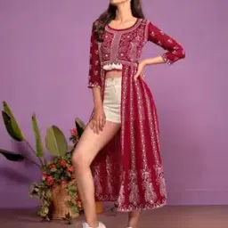 Women Embroidery Anarkali Kurta-image-4