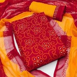 Women Bandhani Print 3-Piece Unstitched Dress Material-image-101