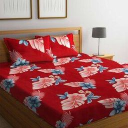 arrabi Floral Print King Size Bedsheet with Pillow Covers-picture-16