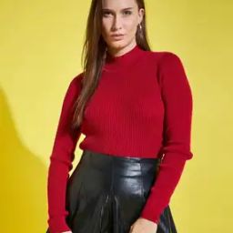 Women Ribbed High-Neck Pullover-picture-45