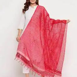 Striped Dupatta with Embroidery-image-45
