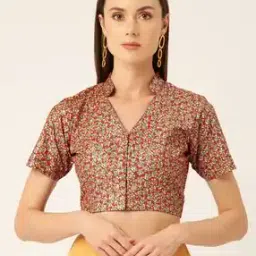 Women Floral Print Front Open Blouse-image-71