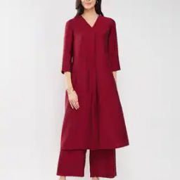 Women V-Neck A-Line Kurta with Palazzos-image-50