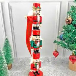 3 Tier Stacked Wooden Nutcracker Christmas Table Décor-image-80