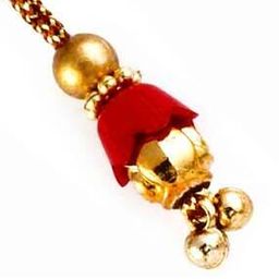 Gold-Plated Lumba Rakhi with Roli Chawal & Greetings Card-image-2