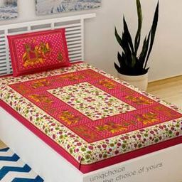 Checked Single Size Bedsheet with 1 Pillow Cover-image-6