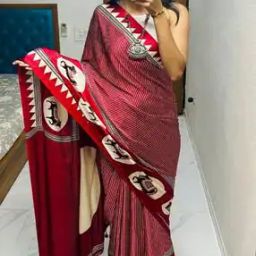 Silk Designer Saree Flower Premium Creap Silk-image-14