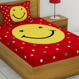 Graphic Print Single Size Bedsheet with Pillow Cover-17