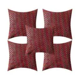 creeva Set of 5 Embroidered Square Cushion Covers 16" x 16"-picture-1