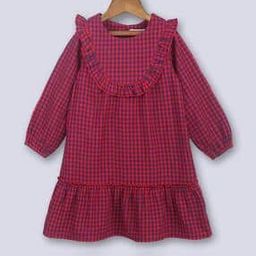 Checked A-line Dress-image-16