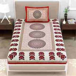 120 TC Printed Single Bedsheet with Pillow Cover-image-85
