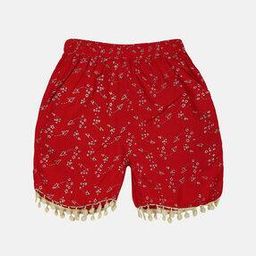 Printed Shorts with Pom-Pom Lace-picture-49