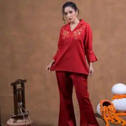 Women Relaxed Fit Embroidery Palazzos-image-12