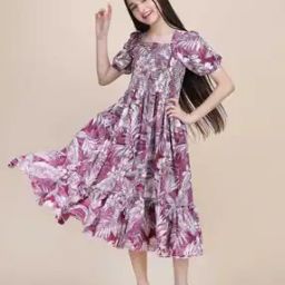 Girls Floral Print Fit & Flare Dress-image-30
