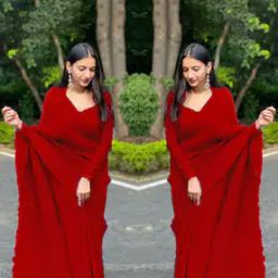 Women Pleated Georgette Saree-image-5