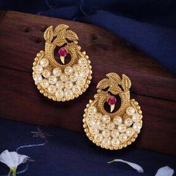 Women Gold-Plated Stone-Studded Stud Earrings-image-34