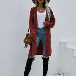 Women Ribbed Relaxed Fit Front-Open Shrug-20