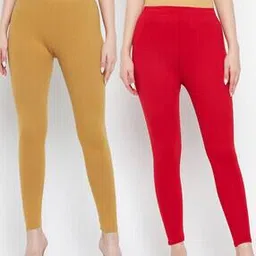 Pack of 2 Solid Leggings with Elasticated Wasitband-image-1