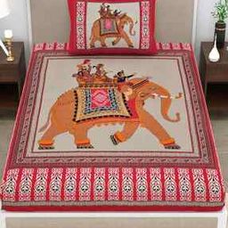 Floral Print Single Bedsheet with Pillow Cover-52