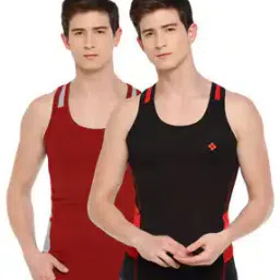 Pack of 2 Men Solid Cotton Racerback Styled Gym Vest-picture-22