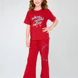 Girls Typographic T-Shirt and Pyjamas Set-picture-12