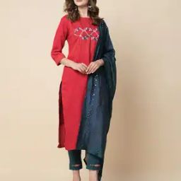 Women Embroidered Straight Kurta Suit Set-image-38