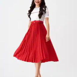 Colourblock Fit & Flare Dress with Belt-image-47