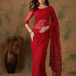 Women Embroidered Saree-image-7
