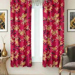 Set of 2 Floral Printed Long Door Curtains-3