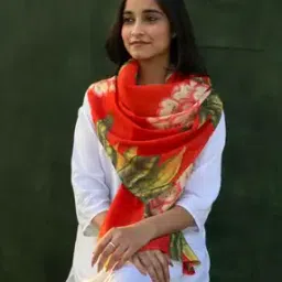 Women Floral Print Cotton Scarf-picture-30