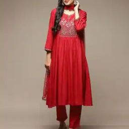 biba Women Embroidered A-Line Kurta Suit Set-picture-32