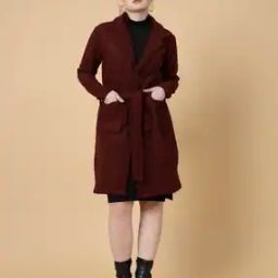 Women Regular Fit Coat with Waist Tie-Up-image-76