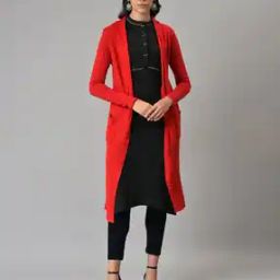 Women Relaxed Fit Longline Shrug-23