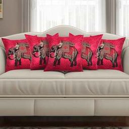 sej by nisha gupta Set of 5 Ethnic Print Square Shape Cushion Covers-picture-32