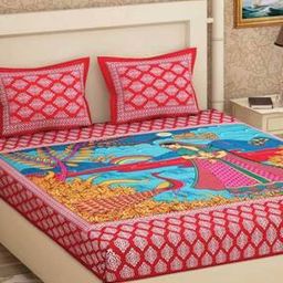 120 TC Cotton Double Bedsheet with 2 Pillow Covers-image-82