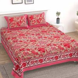 Floral Print King-Size Bedsheet with Pillow Covers-image-55