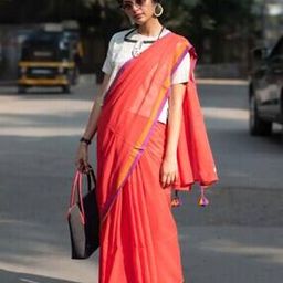 Women Mul Cotton Saree with Tassels-image-7